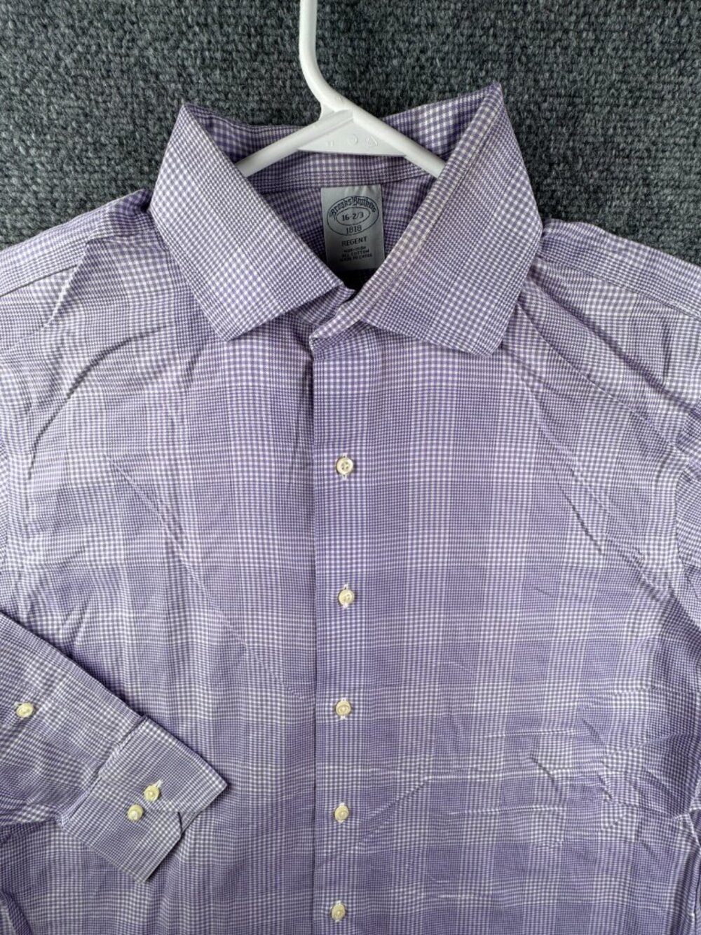 Brooks Brothers Long Sleeve Button Up Shirt Purple Glen Check 16 32/33 Regent